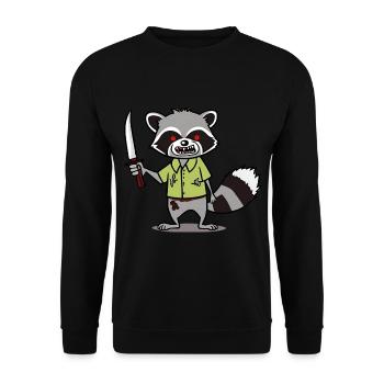 Halloween Zombie Raccoon Gift - Unisex Sweatshirt - black - Front - Alina (178cm) & Michal (187cm)