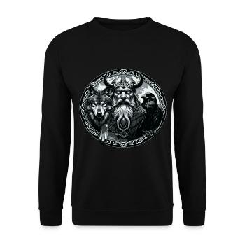 Odin Wikinger Valhalla Vikinger Hammer Thor Odin - Unisex Pullover - Schwarz - Vorne - Alina (178cm) & Michal (187cm)
