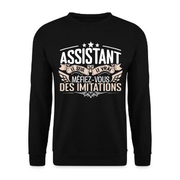 Assistant le seul Assistant le vrai Assistant - Sweat-shirt Unisexe - noir - Devant - Alina (178cm) & Michal (187cm)