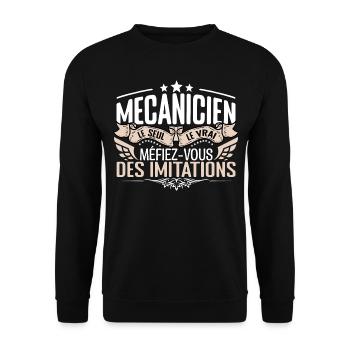 Mécanicien le seul Mécanicien le vrai Mécanicien - Sweat-shirt Unisexe - noir - Devant - Alina (178cm) & Michal (187cm)