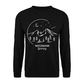 Watzmann Überschreitung Souvenir Berg Line Art - Unisex Pullover - Schwarz - Vorne - Alina (178cm) & Michal (187cm)