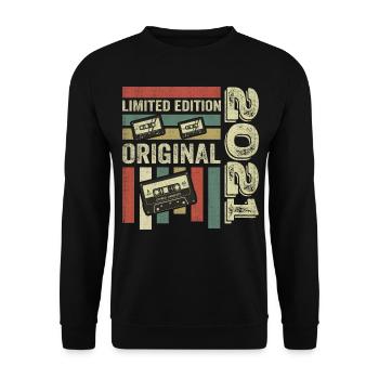 Vintage 2021 - Retro Geburtstagsspruch 2021 - Unisex Pullover - Schwarz - Vorne - Alina (178cm) & Michal (187cm)