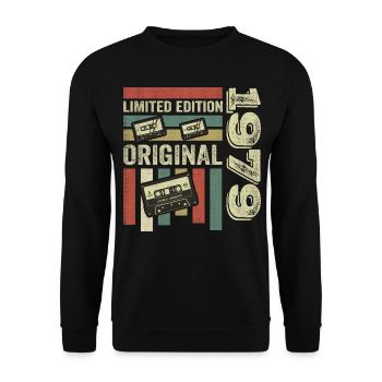 Vintage 1979 - Retro Geburtstagsspruch 1979 - Unisex Pullover - Schwarz - Vorne - Alina (178cm) & Michal (187cm)