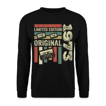 Vintage 1973 - Retro Geburtstagsspruch 1973 - Unisex Pullover - Schwarz - Vorne - Alina (178cm) & Michal (187cm)