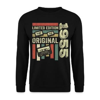 Vintage 1955 - Retro Birthday Saying 1955 - Unisex Sweatshirt - black - Front - Alina (178cm) & Michal (187cm)