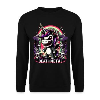 DEATH METAL UNICORN - Unisex Sweatshirt - black - Front - Alina (178cm) & Michal (187cm)