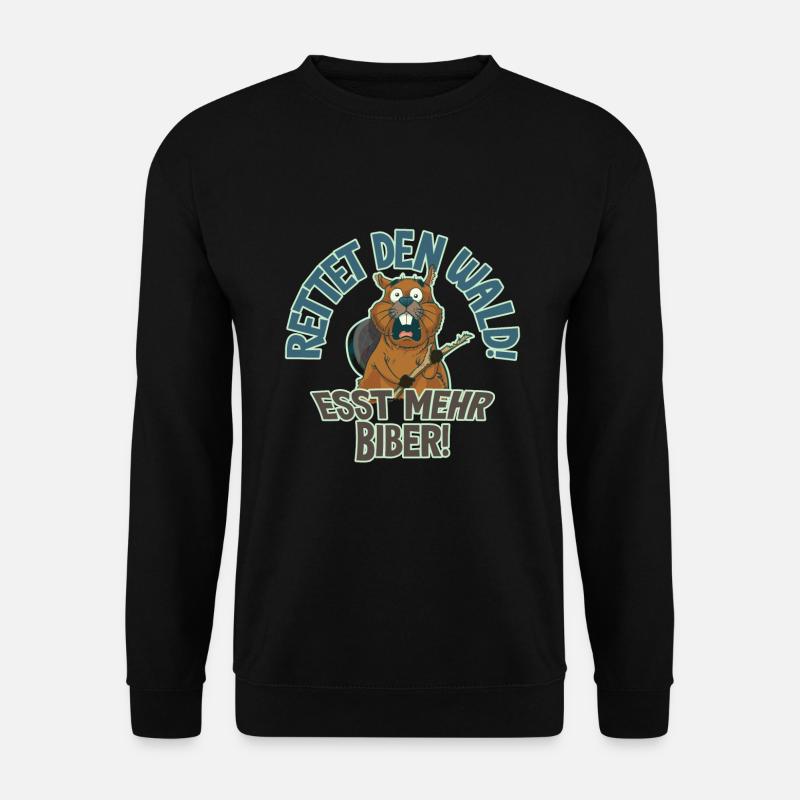 Biber Essen Wald Retten Lustiges Naturschutz - Unisex Pullover - Schwarz