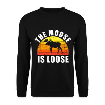 Retro Elch Lustiger Spruch - Unisex Pullover - Schwarz - Vorne - Alina (178cm) & Michal (187cm)
