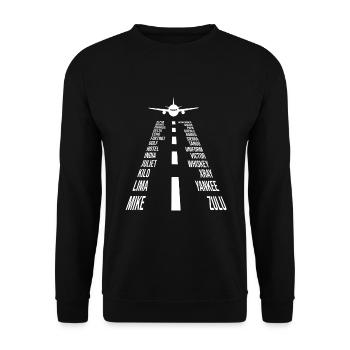 Phonetic Alphabet Aircraft Pilot Airplane Aviator - Unisex Sweatshirt - black - Front - Alina (178cm) & Michal (187cm)