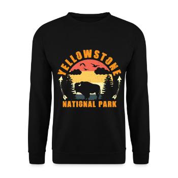 Yellowstone National Park Bison - Unisex Sweatshirt - black - Front - Alina (178cm) & Michal (187cm)