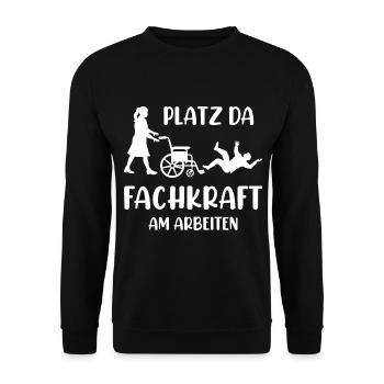 Altenpflegerin Pflegedienst Pflegehelferin Pflege - Unisex Pullover - Schwarz - Vorne - Alina (178cm) & Michal (187cm)