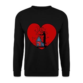 Heart Love Property House Hut Builder Build Forest - Unisex Sweatshirt - black - Front - Alina (178cm) & Michal (187cm)