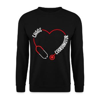 Charge Nurse Stethoscope Chaos Coordinator Nursing - Unisex Pullover - Schwarz - Vorne - Alina (178cm) & Michal (187cm)
