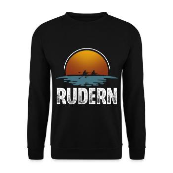 Rudern Ruderer Ruderboot Vintage - Unisex Pullover - Schwarz - Vorne - Alina (178cm) & Michal (187cm)