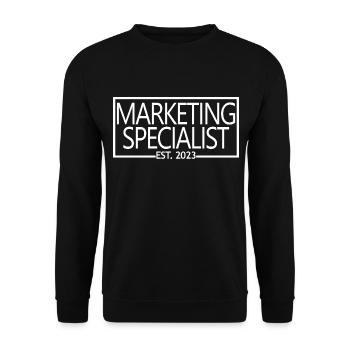 Marketingspezialist Est. 2023 Diplom-Vermarkter - Unisex Pullover - Schwarz - Vorne - Alina (178cm) & Michal (187cm)