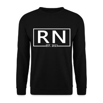 RN Est. 2023 Graduation Étudiante autorisée en soins infirmiers - Sweat-shirt Unisexe - noir - Devant - Alina (178cm) & Michal (187cm)