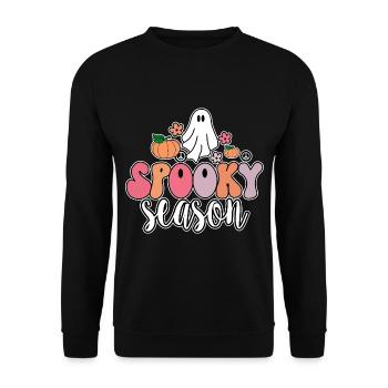 Groovy Ghost Spooky Season T-Shirt - Sweat-shirt Unisexe - noir - Devant - Alina (178cm) & Michal (187cm)