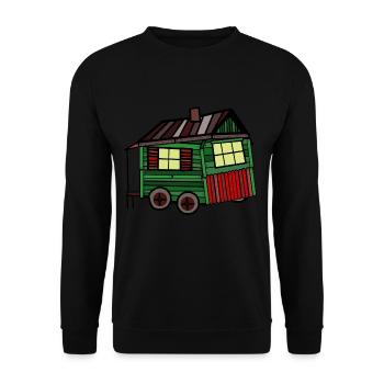 Stolz Bauherr Holz Hütte Bauwagen bauen Camping - Unisex Pullover - Schwarz - Vorne - Alina (178cm) & Michal (187cm)