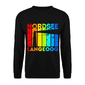 Langeoog Nordsee Ostfriesische Insel Geschenk - Unisex Pullover - Schwarz - Vorne - Alina (178cm) & Michal (187cm)
