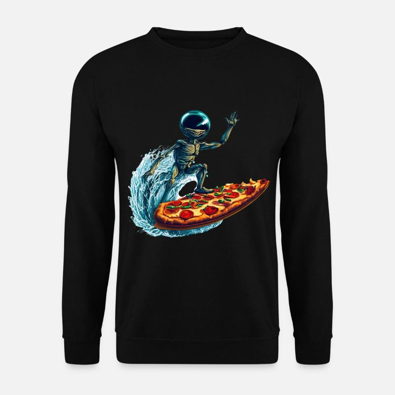 Pizza Surfer Alien - Unisex Pullover - Schwarz