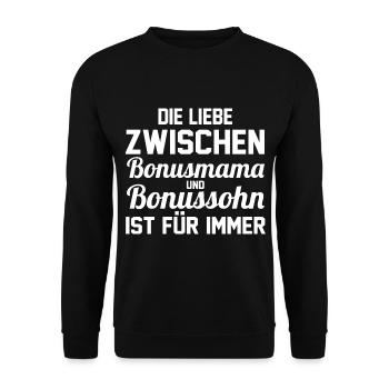 Stiefmutter Stiefmama Stiefsohn Bonusmama - Unisex Pullover - Schwarz - Vorne - Alina (178cm) & Michal (187cm)
