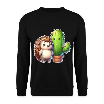 Cactus hérisson - Sweat-shirt Unisexe - noir - Devant - Alina (178cm) & Michal (187cm)