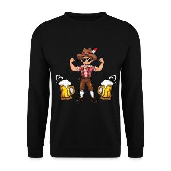 Garçon à Lederhosen Bière JGA Majorque Bavière Alcool - Sweat-shirt Unisexe - noir - Devant - Alina (178cm) & Michal (187cm)