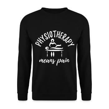 Physiotherapeut Humorvoll Geschenk Spruch Lustig - Unisex Pullover - Schwarz - Vorne - Alina (178cm) & Michal (187cm)