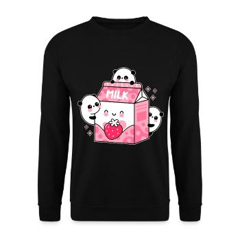 Strawberry Milk - Unisex Pullover - Schwarz - Vorne - Alina (178cm) & Michal (187cm)