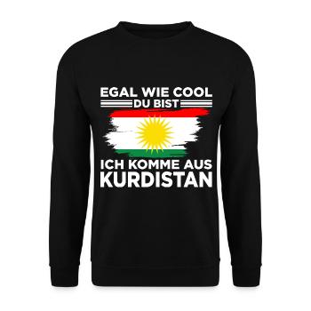 Egal wie cool du bist ich komme aus Kurdistan - Unisex Pullover - Schwarz - Vorne - Alina (178cm) & Michal (187cm)