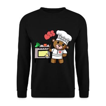 Ours en peluche Chef Cuisine Arts culinaires Restaurant Cuisine - Sweat-shirt Unisexe - noir - Devant - Alina (178cm) & Michal (187cm)