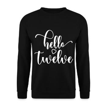 Hello Twelve - Mignon cadeau de 12e anniversaire pour les filles - Sweat-shirt Unisexe - noir - Devant - Alina (178cm) & Michal (187cm)