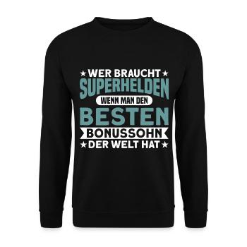 Family Stepson Bonus Son Gift - Unisex Sweatshirt - black - Front - Alina (178cm) & Michal (187cm)