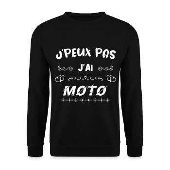JE PEUX PAS J'AI MOTO - HUMOUR - MOTO - Sweat-shirt Unisexe - noir - Devant - Alina (178cm) & Michal (187cm)