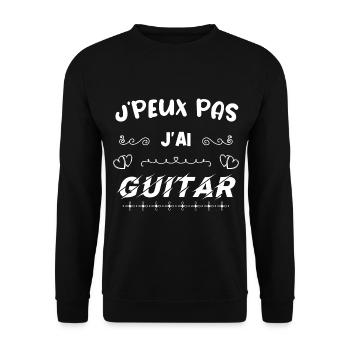 J peux pas j ai guitare - Sweat-shirt Unisexe - noir - Devant - Alina (178cm) & Michal (187cm)