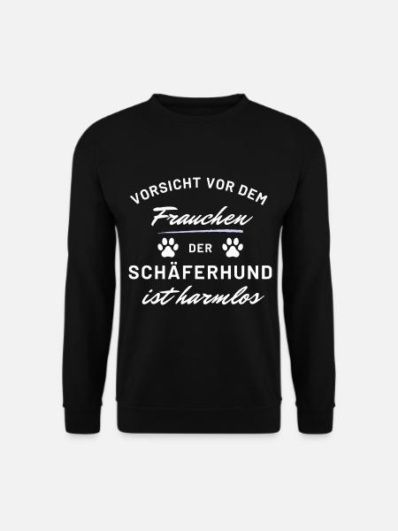 vorsicht frauchen schäferhund harmlos spruch hunde - Unisex Pullover - Schwarz