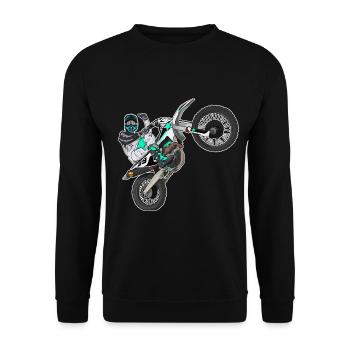 Motocross / Enduro / Freestyle mx / Dirtbike retro - Unisex Pullover - Schwarz - Vorne - Alina (178cm) & Michal (187cm)