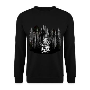 Wildnis Halloween Horror Eule Magier Zauberer - Unisex Pullover - Schwarz - Vorne - Alina (178cm) & Michal (187cm)