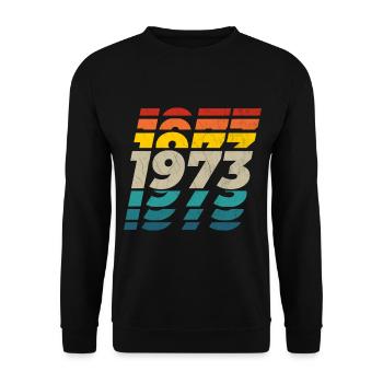 1973 vintage logo 50. Geburtstag, Geburtags Shirt - Unisex Pullover - Schwarz - Vorne - Alina (178cm) & Michal (187cm)