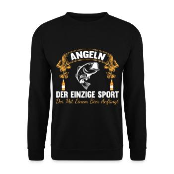 Angeln, der einzige Sport, der mit einem Bier - Unisex Pullover - Schwarz - Vorne - Alina (178cm) & Michal (187cm)