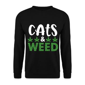 Cats & Weed - Unisex Pullover - Schwarz - Vorne - Alina (178cm) & Michal (187cm)