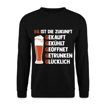 5G ist die Zukunft Bier - Unisex Pullover - Schwarz - Vorne - Alina (178cm) & Michal (187cm)