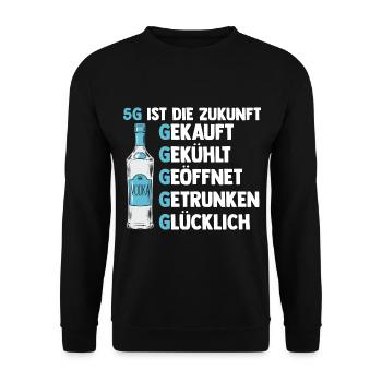 5G ist die Zukunft Vodka - Unisex Pullover - Schwarz - Vorne - Alina (178cm) & Michal (187cm)