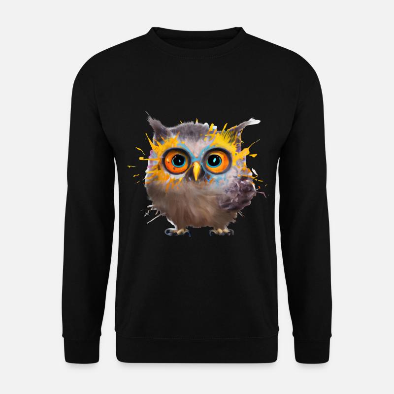Farbenfrohe Eulen-Illustration - Unisex Pullover - Schwarz