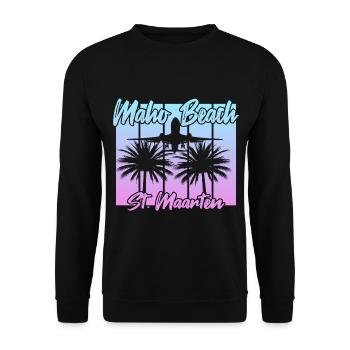 Flugzeuglandungen am Maho Beach - Unisex Pullover - Schwarz - Vorne - Alina (178cm) & Michal (187cm)