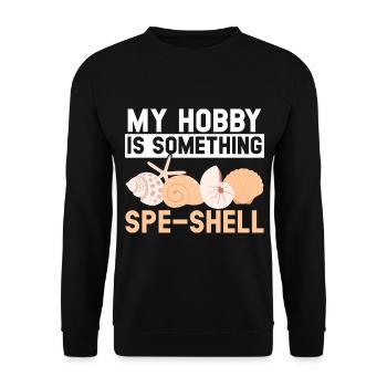 My hobby is something else: shell beach combing - Unisex Sweatshirt - black - Front - Alina (178cm) & Michal (187cm)