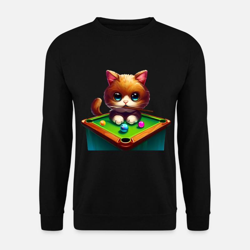 Cat at the pool table - Unisex Sweatshirt - black