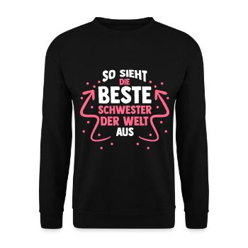 Familie Beste Schwester - Unisex Pullover - Schwarz - Vorne - Alina (178cm) & Michal (187cm)