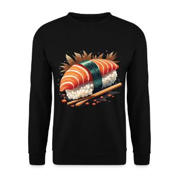 Sushi Passion: Authentic Japanese Sushi - Unisex Sweatshirt - black - Front - Alina (178cm) & Michal (187cm)