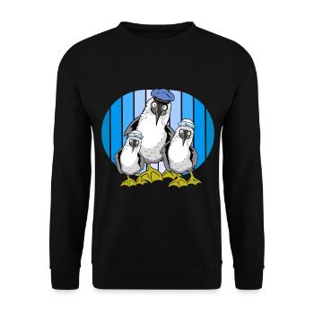Seevögel Matrosen Möwen Möwe maritim - Unisex Pullover - Schwarz - Vorne - Alina (178cm) & Michal (187cm)
